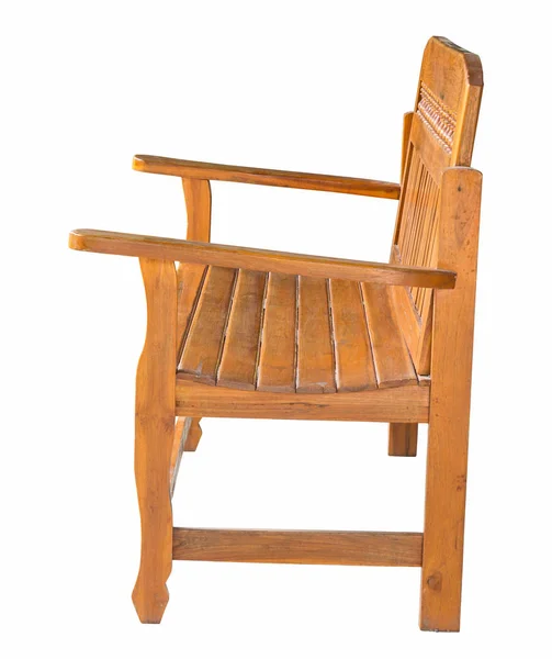 Beyaz Kırpma Yoluyla Izole Uzun Ahşap Sandalye — Stok fotoğraf