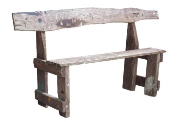 Beyaz Arkaplanda Kırpma Yolu ile İzole Uzun Ahşap Sandalye