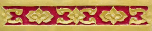 Patrón Flor Oro Tallado Diseño Estuco Pared Nativa Estilo Tailandés — Foto de Stock