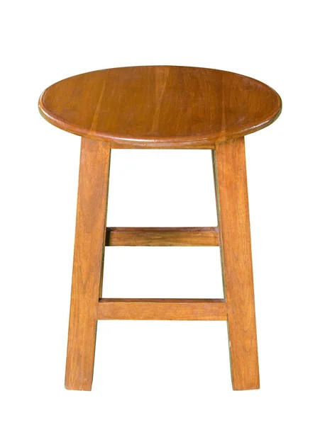 Krzesło Drewniane Lub Drewniany Stołek Białym Tle Białym Ścieżką Przycinającą — Zdjęcie stockowe
