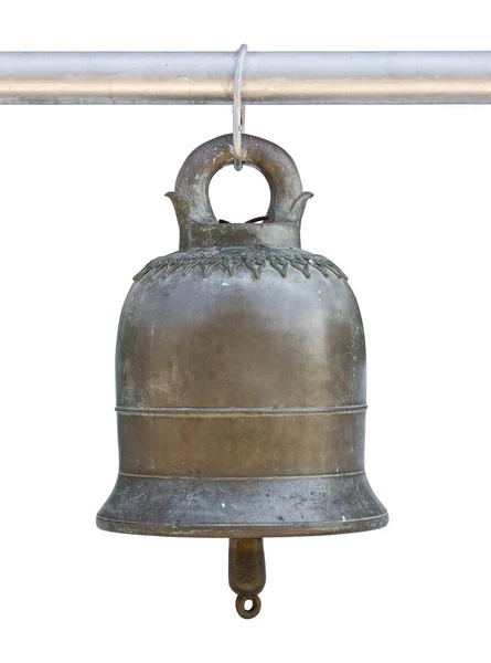 Gamla Bell Isolerad Vit Bakgrund Med Urklippsbana Thailändsk Stil Templet — Stockfoto