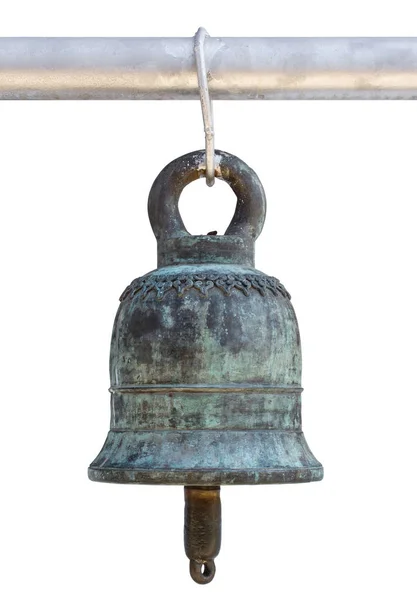 Old Bell Isolated White Background Clipping Path Thai Style Temple — Stock Photo, Image