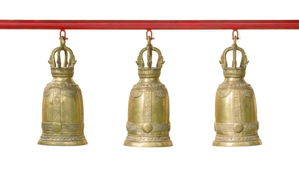 Three piece bronze bell isolated on white background — Stock Photo, Image