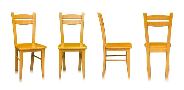 Sada dřevěné židle izolované na bílém pozadí — Stock fotografie