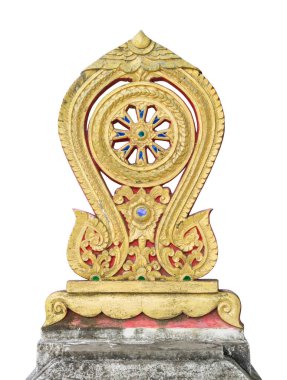 Beyaz üzerine izole edilmiş kutsanmış bölge heykeli, süslenmiş 