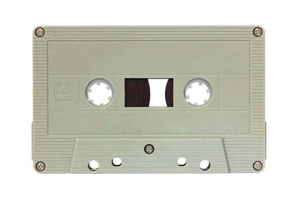 Groene cassette tape geïsoleerd op wit met uitknippad — Stockfoto