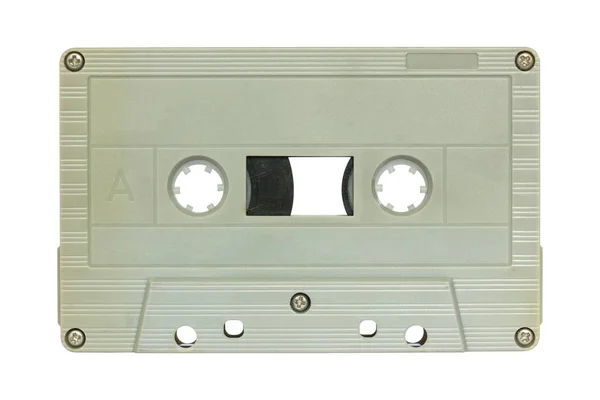 Bruine cassette tape geïsoleerd op wit met uitknippad — Stockfoto