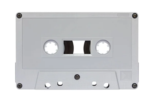 Fita cassete cinza isolada em branco com caminho de recorte — Fotografia de Stock