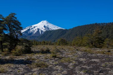 Şili patagonya günbatımı Villarrica Yanardağı doğal görünümü