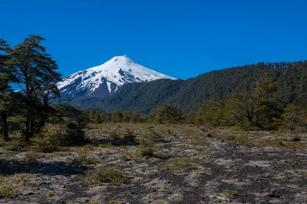 Vista Panorámica Del Volcán Villarrica Chile Atardecer Patagonia — Foto de Stock