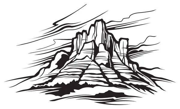 Arizona Landschap Zwart Wit — Stockvector