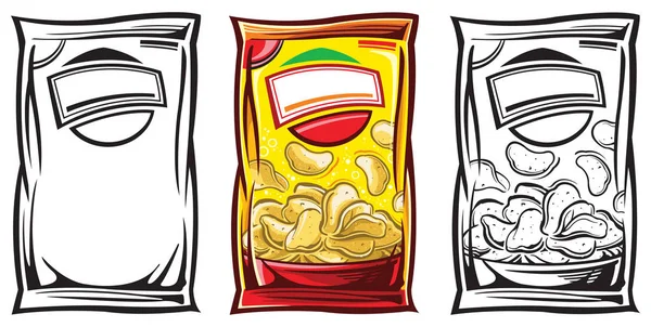 Bag Potato Chips — Stock Vector