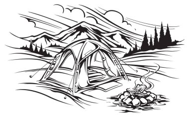 Kayalık dağ kamp sahne