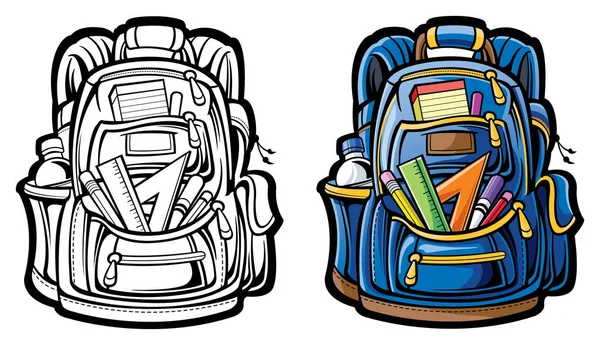 Escuela mochila dibujos animados aislados — Vector de stock