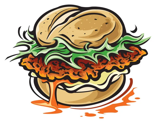 Sandwich Poulet Buffalo Isolé — Image vectorielle