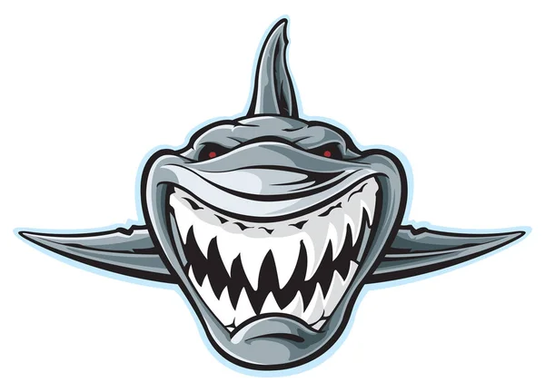 Grote Witte Haai Cartoon Geïsoleerd — Stockvector