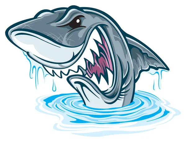 Velký Bílý Žralok Kreslený — Stockový vektor