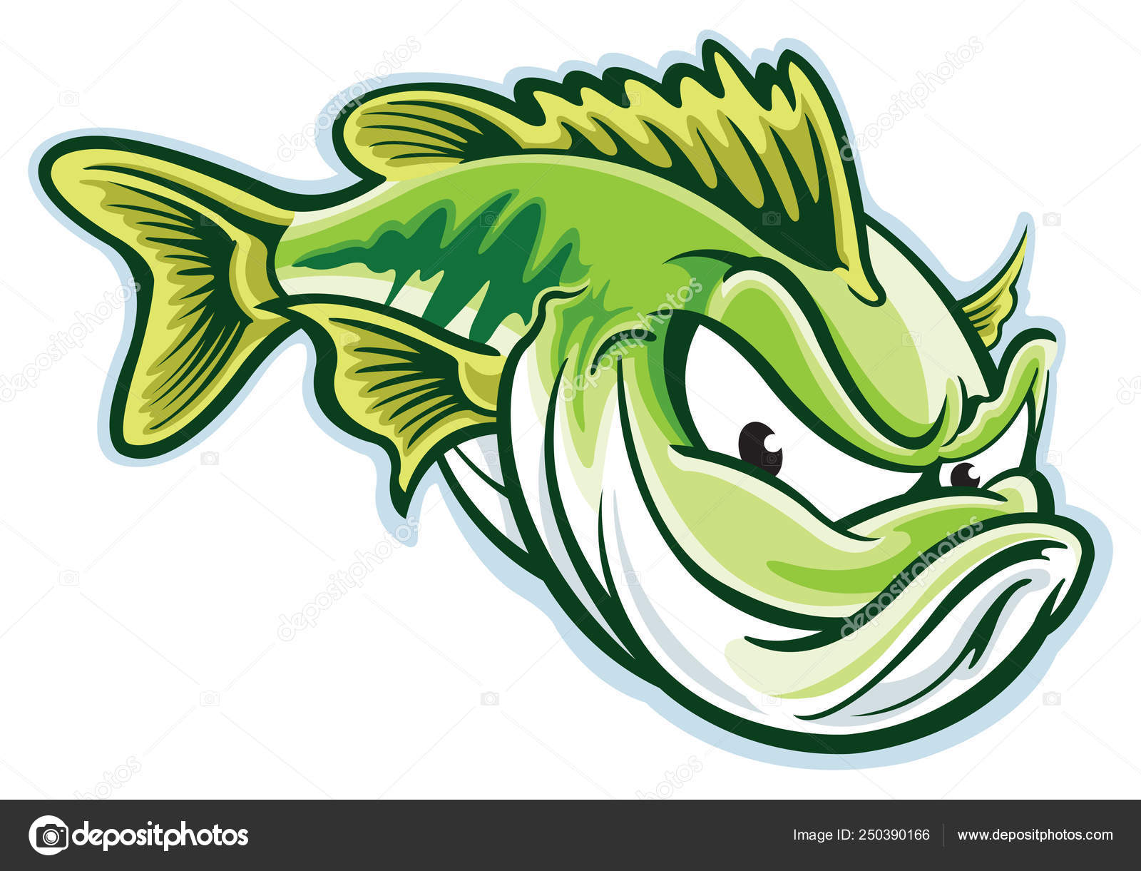Largemouth Bass Cartoon Character Aggressive — Stock Vector © SlipFloat