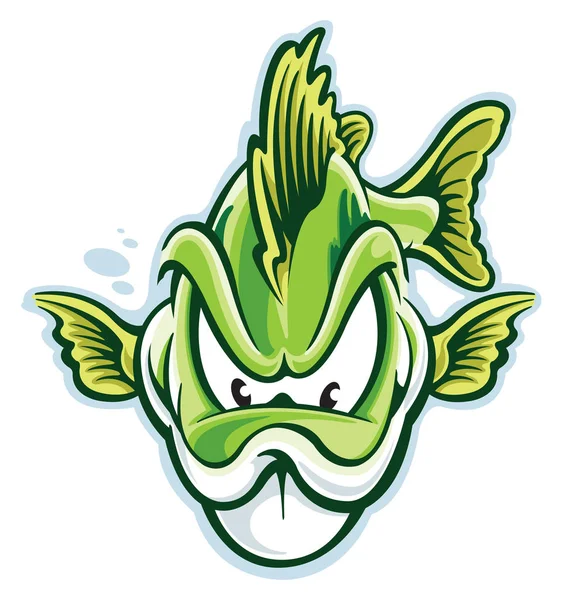 Largemouth Bass Cartoon Character Front View — Stock Vector