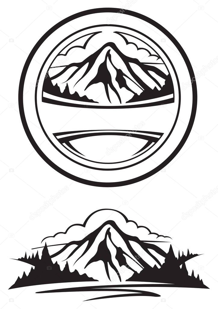Mountain icon black and white