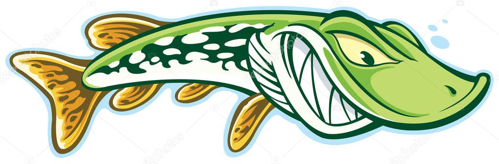 Northern pike cartoon character — Stock Illustration Northern Pike Cartoon Character Royalty Free Stock Illustrations