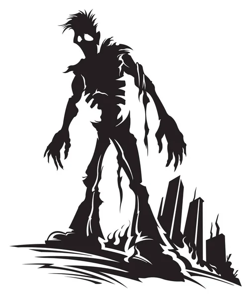 Scène Zombie Noir Blanc — Image vectorielle
