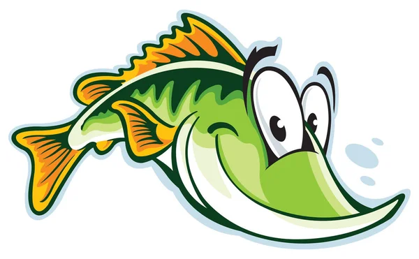 Lake Perch Cartoon Character — Stock Vector