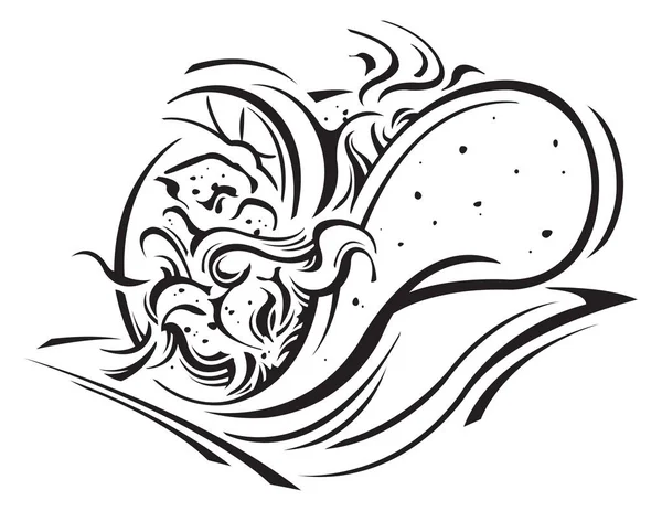 Иллюстрация Taco Чёрно Белая — стоковый вектор