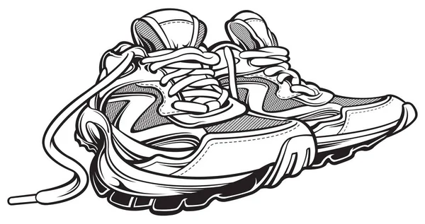 Running Shoes Isolated Black White Stock Illustration