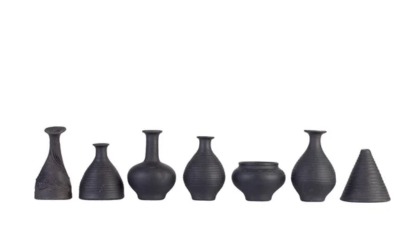 Handgjorda Dekorativa Keramik Vit Isolerade Bakgrund — Stockfoto
