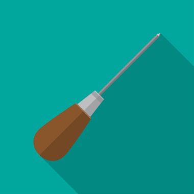 Ahşap saplı boncuk awl aracı.