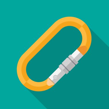 Carabiner simgesi vektör düz tasarım.