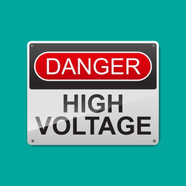 Tehlike yüksek gerilim işareti vektör illüstrasyon.
