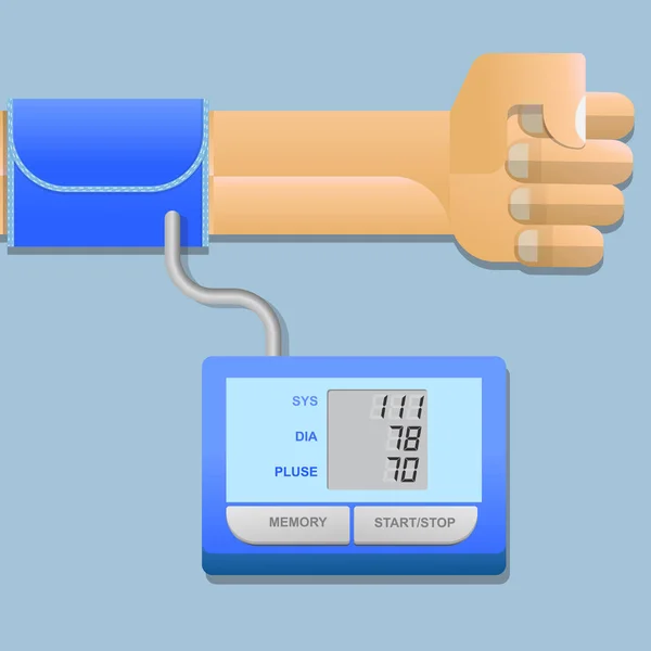 Tensiomètre Cardiofréquencemètre Avec Manomètre Numérique — Image vectorielle