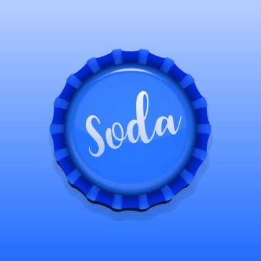Mavi şişe kapağı soda vektör illüstrasyon.