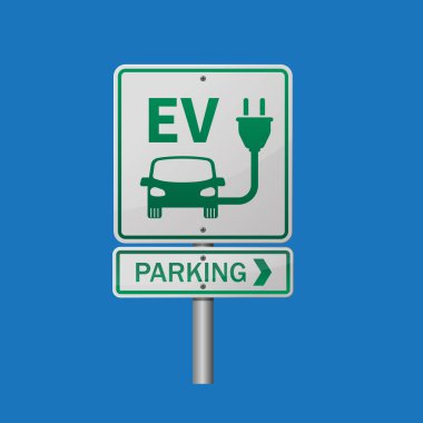 Elektrikli araç park vektör illüstrasyon.