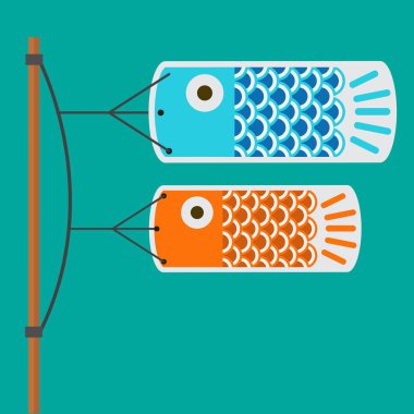 koi balık bayrağı vektör düz tasarım.