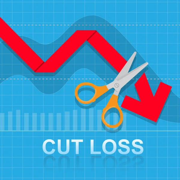 Corta Pérdida Obra Arte Vectorial Representa Estrategia Bursátil Deteniendo Pérdidas — Archivo Imágenes Vectoriales