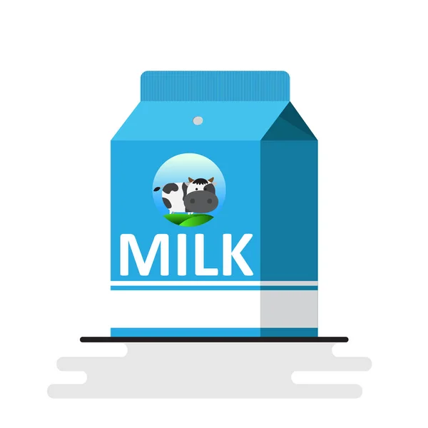 Melk Pakket Pictogram Plat Ontwerp — Stockvector