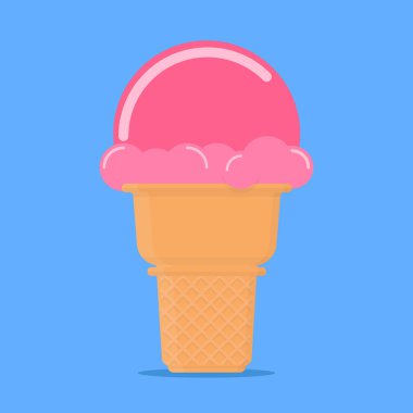 Dondurma koni vektör düz tasarımı.