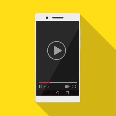 Ekranda oynatıcı olan akıllı telefon.