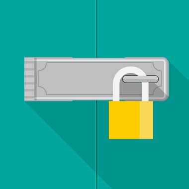 Hasp kilidi vektör düz tasarımında ana anahtar.