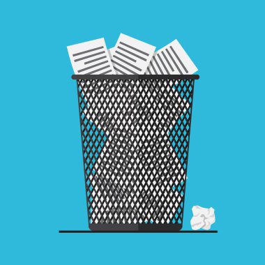 Kağıt çöp kutusunda