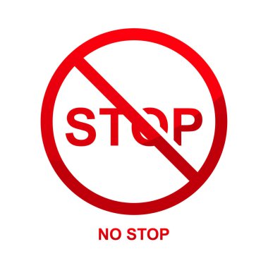 Beyaz arkaplan vektör illüstrasyonunda dur işareti yok.