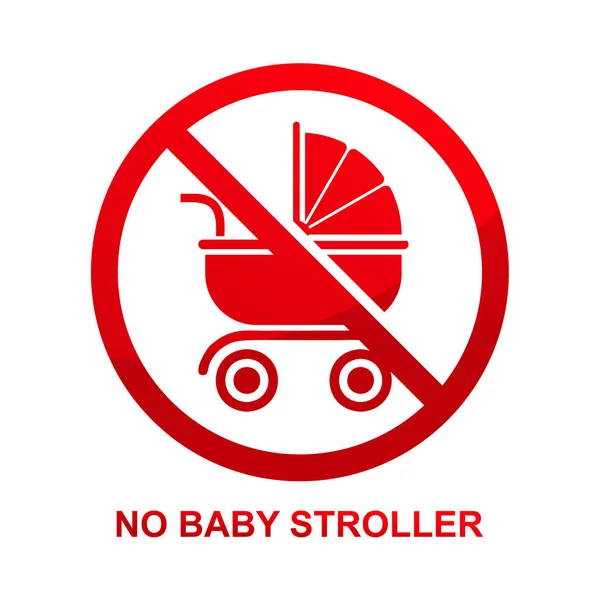 Geen Baby Wandelwagen Teken Geïsoleerd Witte Achtergrond Vector Illustratie — Stockvector