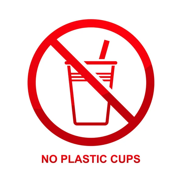 Plastic Cups Sign Isolated White Background Vector Illustration — Stock Vector