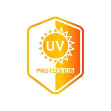 Beyaz arkaplan vektör illüstrasyonunda UV koruma simgesi izole.