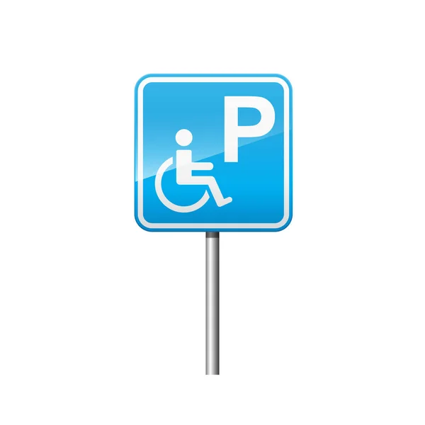 Handikapp Parkeringsskylt Isolerad Vit Bakgrund Vektor Illustration — Stock vektor