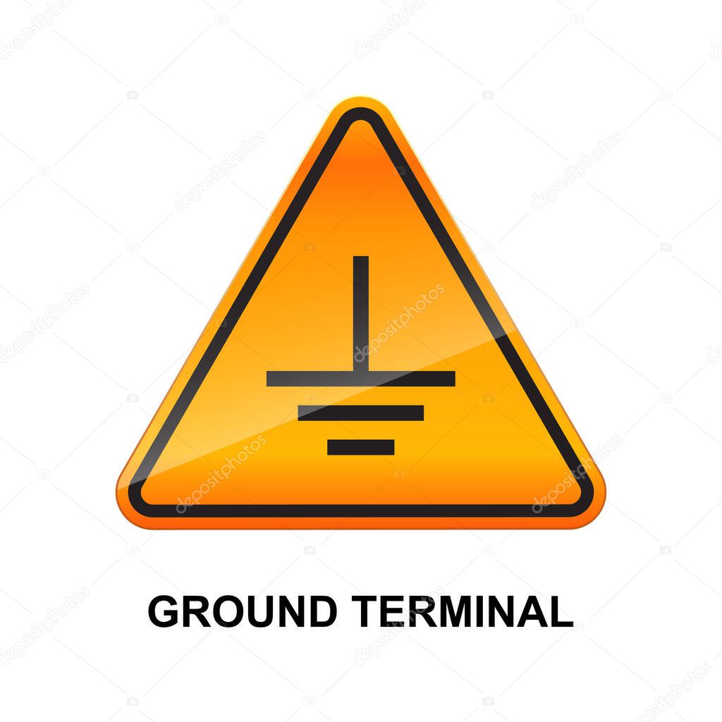 Ground terminal sign isolated on white background.