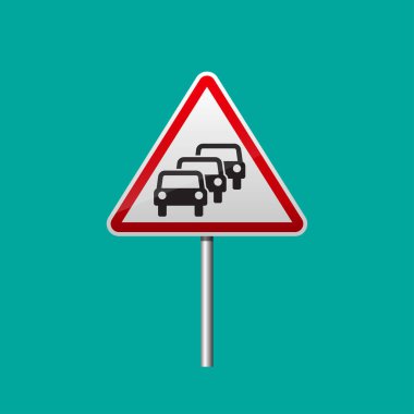 Yol işareti trafik sıkışıklığı arka planda izole edildi.